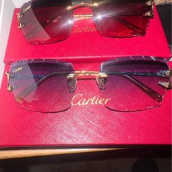 2-pair Cartier Rimless C Sunglasses 