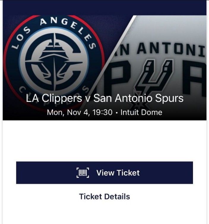 Spurs at Clippers 4 Ticket Is Available 