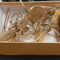 Rose Gold Women’s Tie Up Heels 