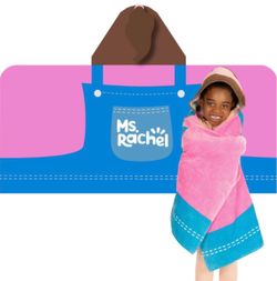 Ms. Rachel Hooded Towel Wrap for Kids - Blue/Pink