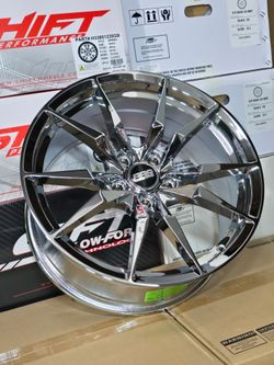 18x8.0 NEW CHROME SHIFT BLADE WHEELS/RIMS. 5X114.3