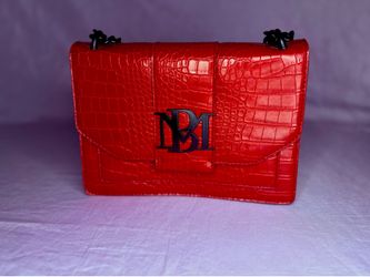 Badgley Mischka Red crocodile print purse