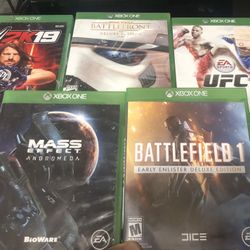 Xbox 1 Games Wwe 2k19 Fifa 18 Battlefront Battlefield Mass Effect Ufc