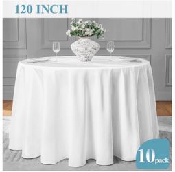 VidaFete 10 Pack 120inch Round Tablecloth Polyester Table Cloth, Stain Resistant and Wrinkle Polyester Dining Table Cover for Kitchen Dinning Party We