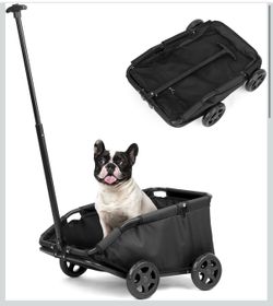 Mini Dog Strollers for Mini Pets, Foldable Multifunctional Shopping Carts with Extendable Pull Handle, Doggie Wagon Built-in Cushion and Safety Rope w