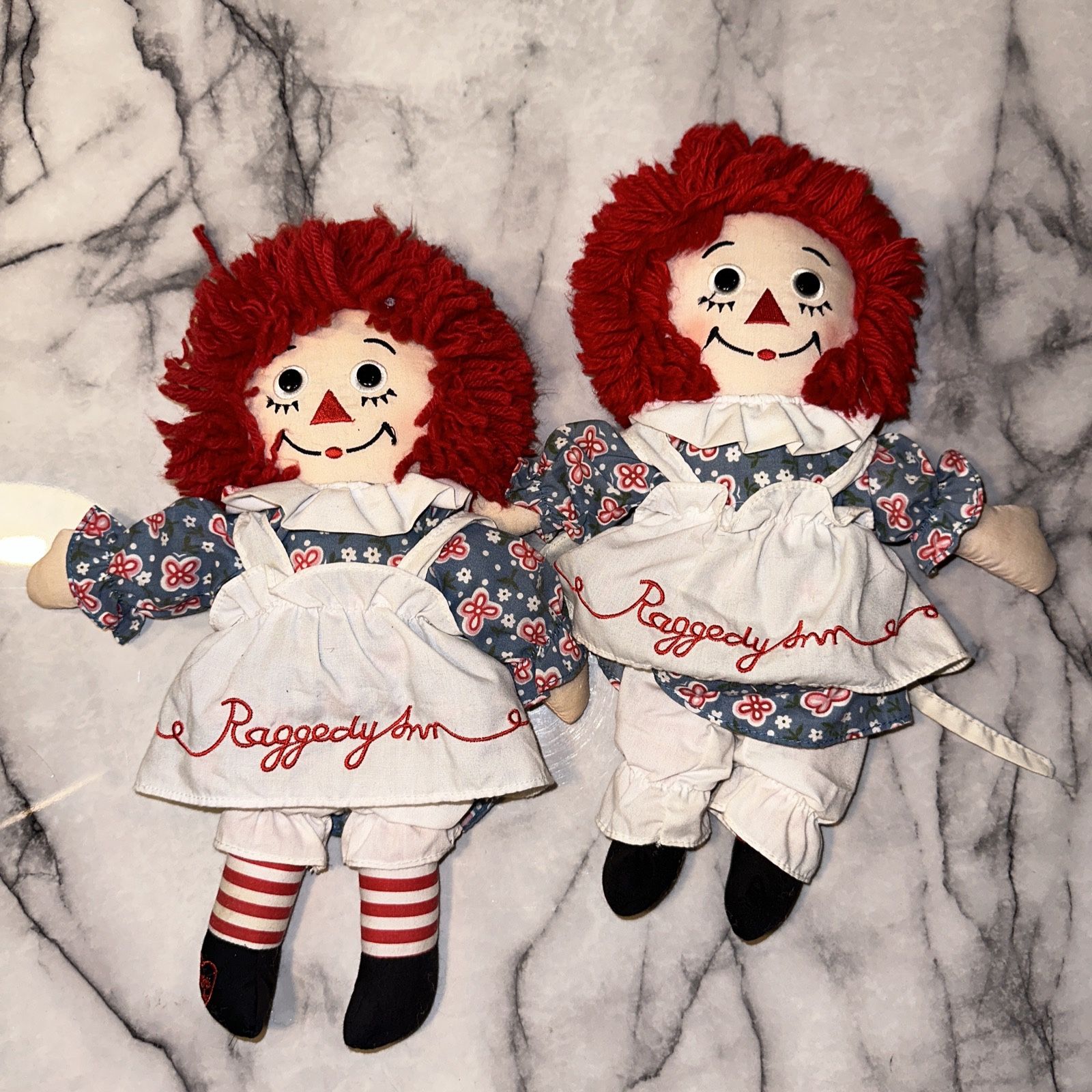 VINTAGE 2 Raggedy Ann Dolls set lot Applause Dakin 12"