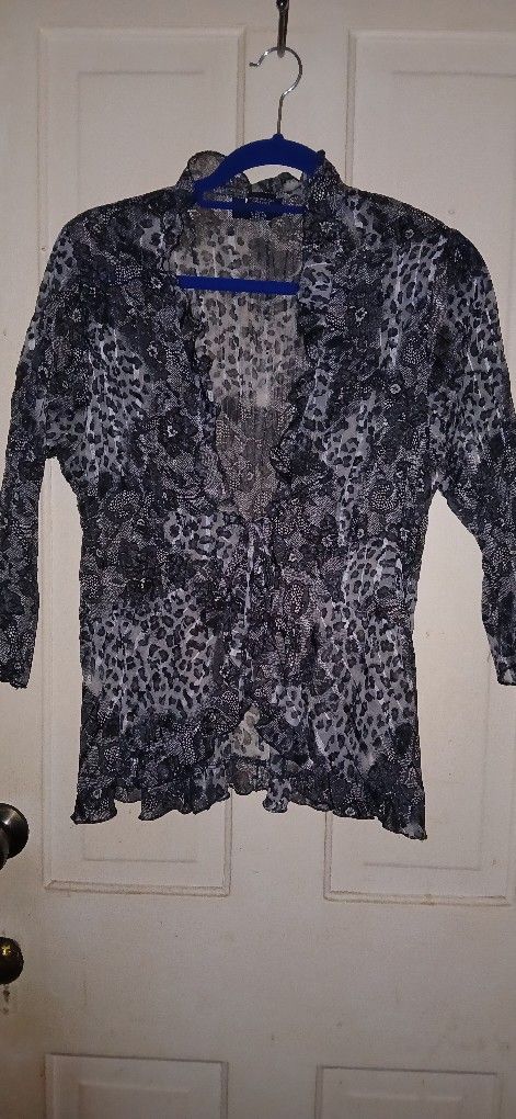 Tie Front Long Sleeve Blouse