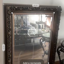 Ornate Carved Solid Wood Frame Mirror 39x51