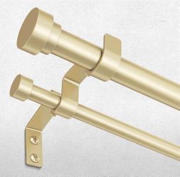 Double Curtain Rod, 1” D, 36-76”with Aluminium Modern End Cap Finial