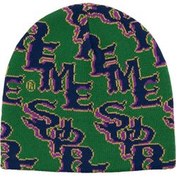 SUPREME SLANTED GOTHIC OUTLINE BEANIE GREEN 