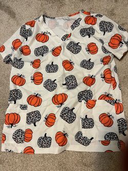 Shein Pumpkin Print Scrub Top- Small