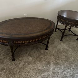 Tommy Bahama Style Coffee Table and Drum End Table