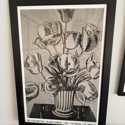 Roy Lichtenstein Framed Art - Black Flowers