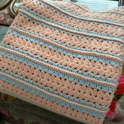 Peach & Blue Afghan (will ship,extra)