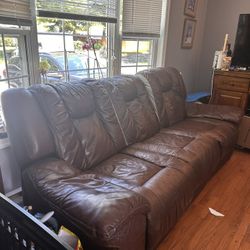 FREE Faux Leather Brown Electronic Recline Couch Set