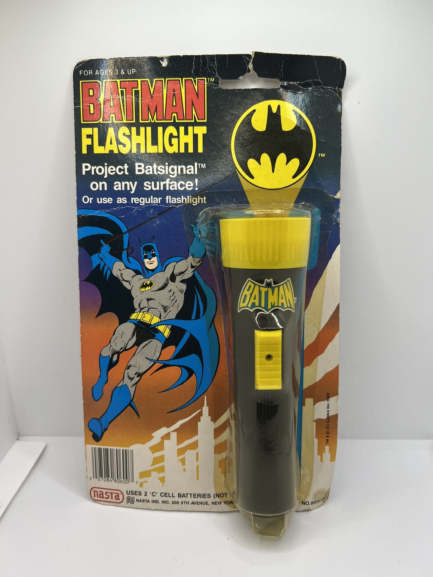 Vintage 1989 BATMAN flashlight NASTA Bat Signal Toy - FACTORY SEALED - NRFB