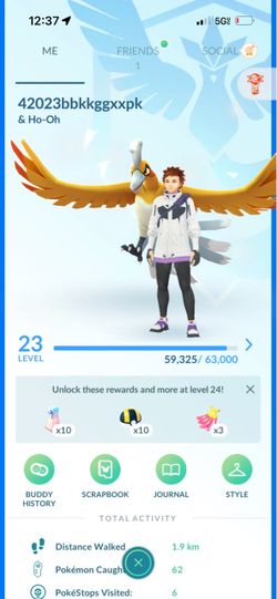 level 23 shiny ho-oh account