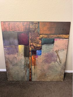2 Large Z Gallerie Abstract Wood Wall Art Paintings – Set of 2 – Modern Luxury Decor