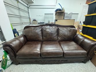 Brown leather couch