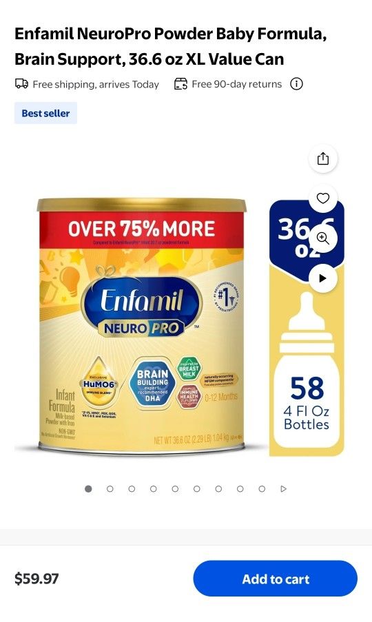 Enfamil NeuroPro Powder Baby Formula, Brain Support, 36.6 oz XL Value Can