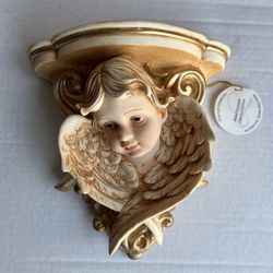 Antique Hand Painted Cherub Angel Shelf In Box
