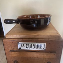 Vintage Brown Clay Pan (11” Diameter)