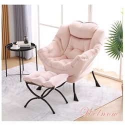 Lazy Chair Accent Chair Soft Cozy Reading Nook With Armrests and a Side Pocket, Leisure Sofa A