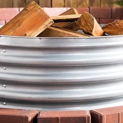 36" Galvanized Steel Wood Burning Fire Pit Ring Campfire Bonfire Outdoor Camping