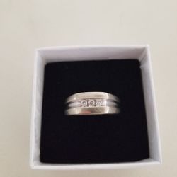 10k white gold 1/8k diamond mens wedding band