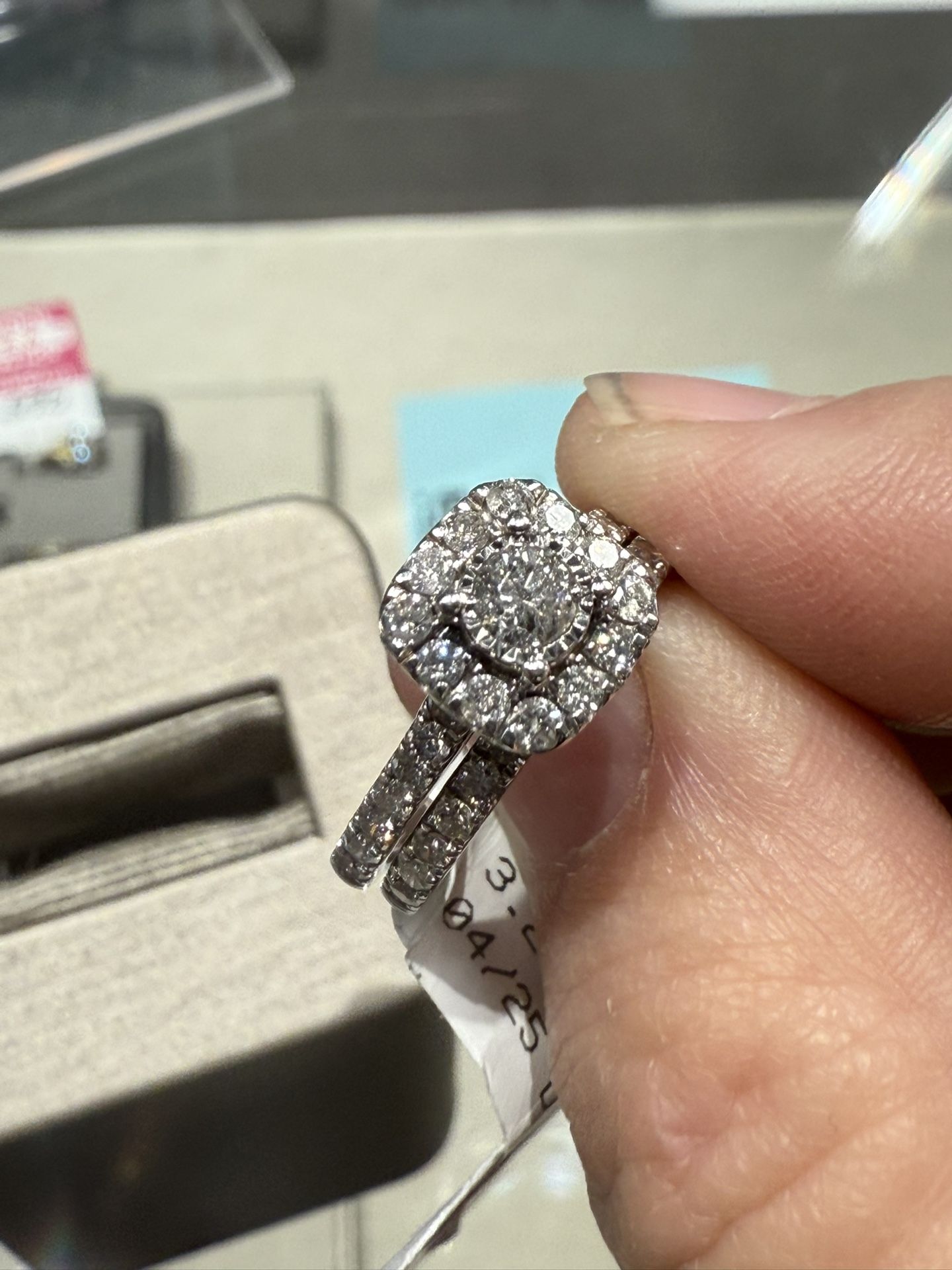 Lovely 10 K White Gold Wedding Set Not soldered