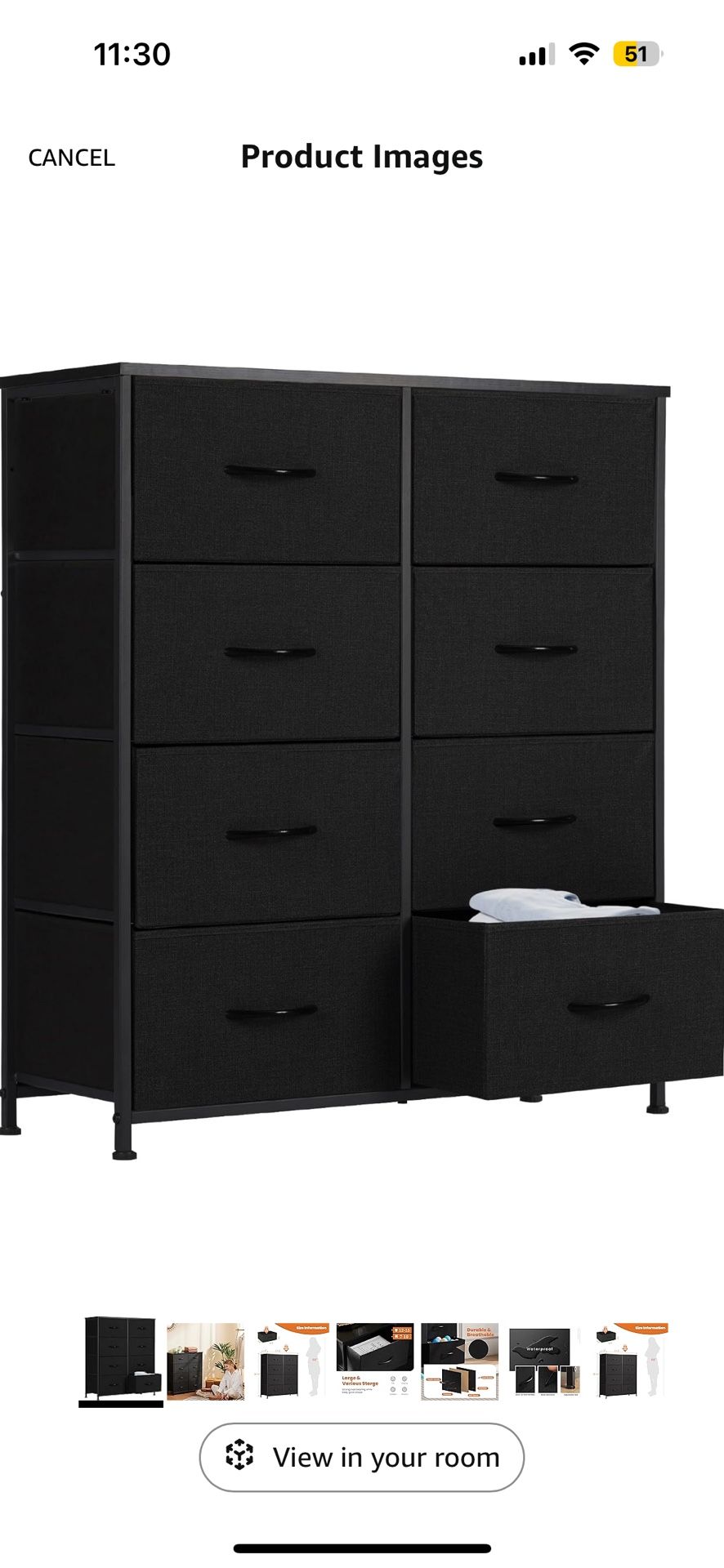 Sweetcrispy Dresser, Dresser for Bedroom Drawer Organizer Storage Drawers, Fabric Storage Tower with 8 Drawers, Chest of Drawers with Steel Frame, Woo