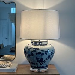 Beautiful Blue And White Ginger Jar Style Lamp