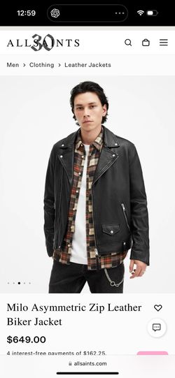 AllSaints Milo Asymmetric Zip Leather Biker Jacket