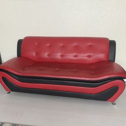 Pair Of Black And Red Couches