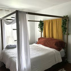 Queen Gold Canopy Bed frame 