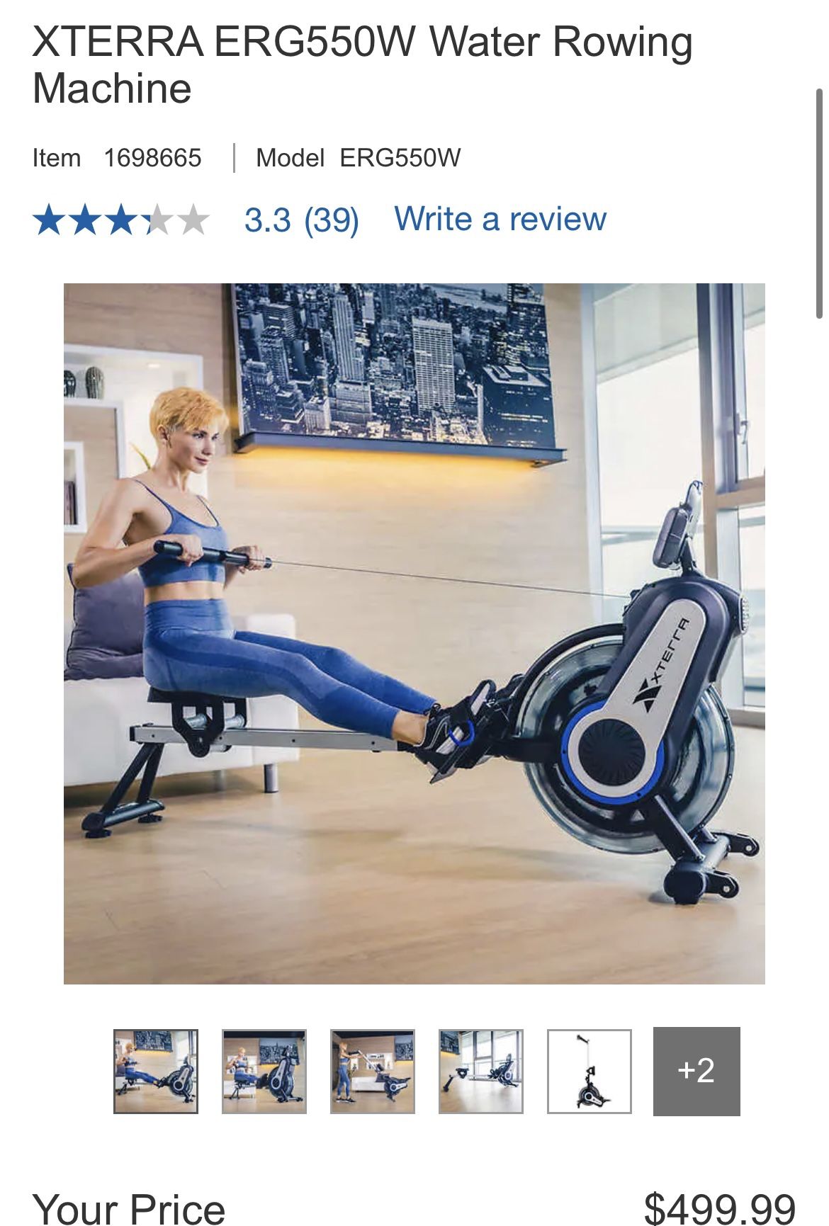 Xterra ERG550W Water Rower- Water Rowing Matching With Easy Setup And Cleanup