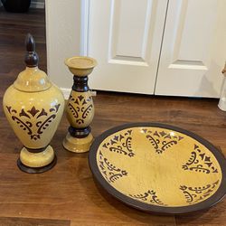 Set Of (3) Ceramic Pieces - Heavy Pieces/Well Made