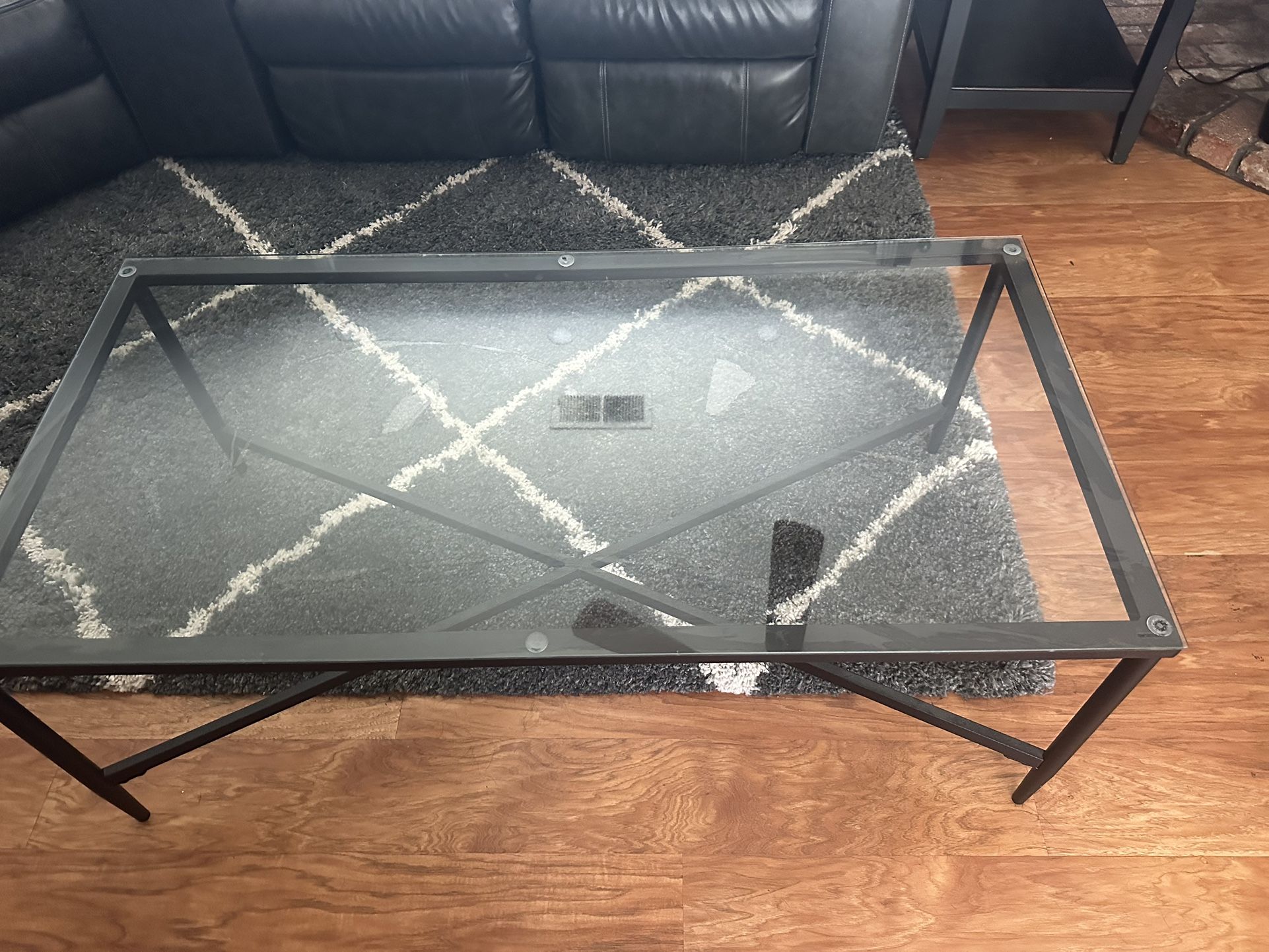 Glass Coffee Table With 2 Glass End Tables