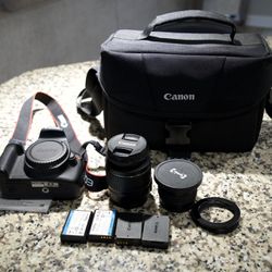 Canon EOS Rebel T5 18MP DSLR Camera with 18-55mm Lens Macro Lens Inc 4 Batteries