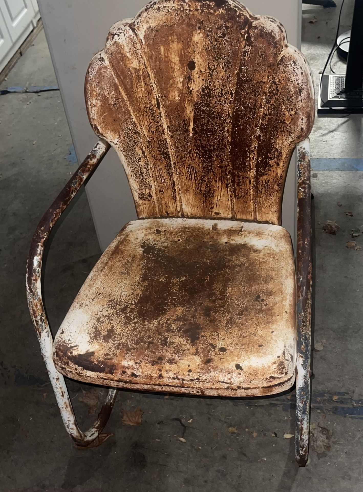 Old Rusty Cowboy Chair With Original Patina, Custom Reinforced Railings