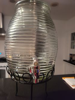 Glass Beehive Beverage Dispenser with Stand – Like New in Box