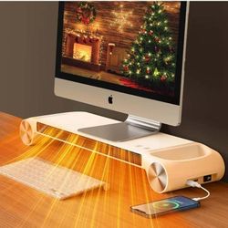 0654: New Desk Heater for Office 330W - 2 in 1 Monitor Stand Desk Heater with Timer 2 Heat Levels USB Ports - Personal Desktop Heater Quiet, Keyboard 