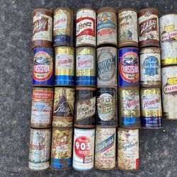 25 vintage flat top beer cans for sale or trade!