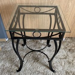 Iron and Glass End Table