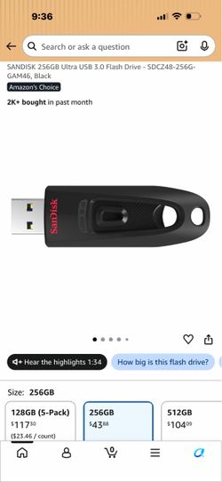 SanDisk 256GB Ultra USB 3.0 Flash Drive