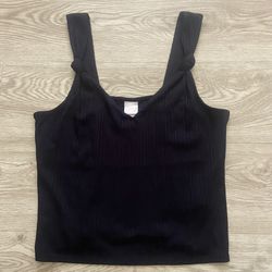 H&M Elegant Black Knotted Strap Tank Top - Size Large
