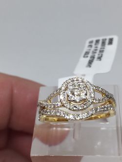 10 K Y Gold Diamond Engagement Ring Set