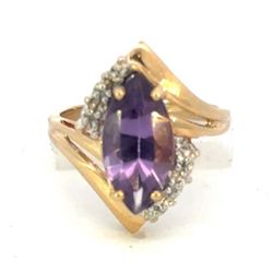 Woman’s Ladies 10k Yellow Gold Marquise Cut Purple Stone Ring Size 6 GP3106539