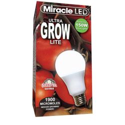 Miracle LED Commercial Hydroponic Ultra Grow Lite - Replaces up to 150W - Daylight White Full Spectrum LED Indoor Plant Growing Light Bulb For DIY Hor
