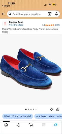 Men’s Royal Blue Velvet Loafers/Shoes size 9